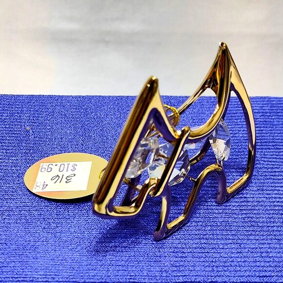 Crystal Delight 24K Gold Plated Terrier Dog Suncatcher Austrian Crystal 1995 VTG - Picture 4 of 5